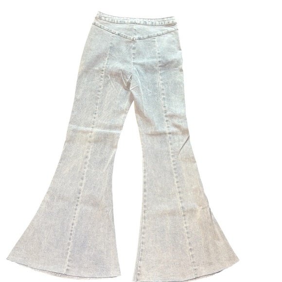 High Rise Flare Jeans Size 28 Light Wash Y2K Festival Retro Boho - Picture 2 of 6